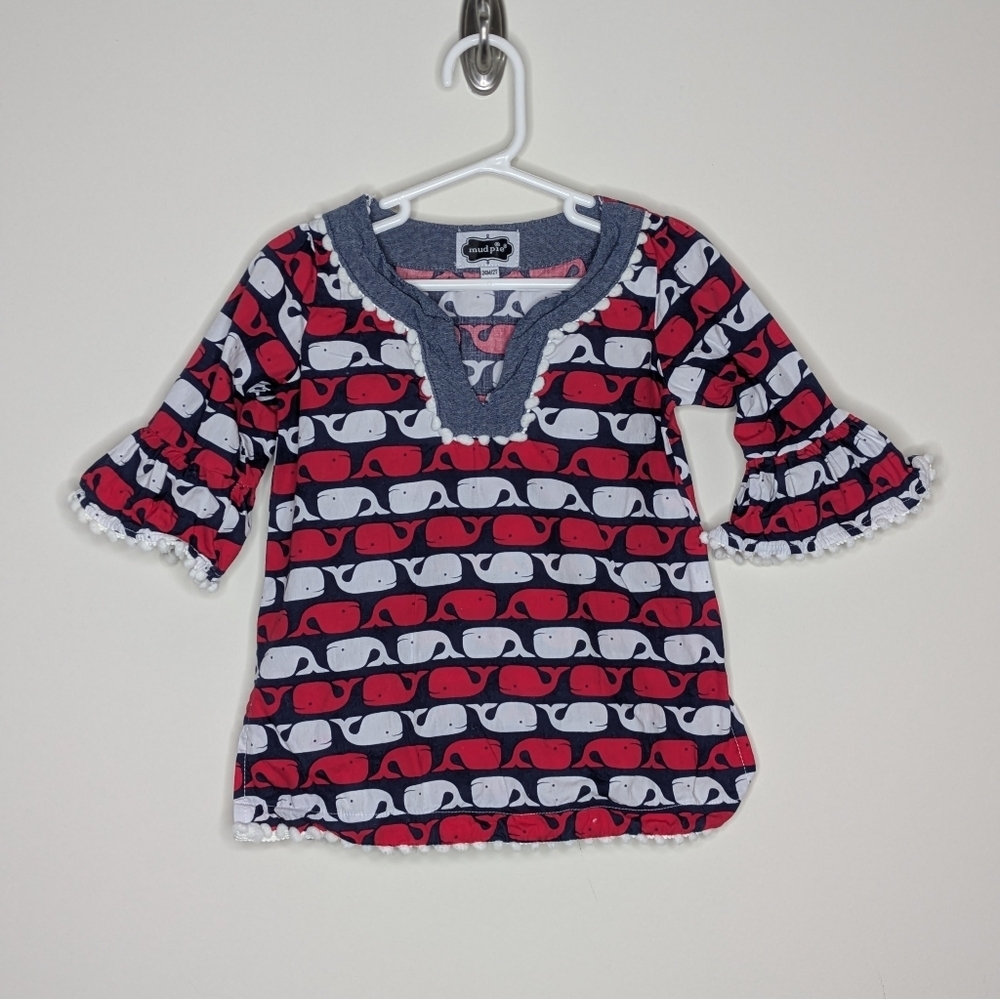 Mud Pie Whale Patriotic Swim Cover Up 2T